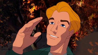 Screenshot of Broken Sword animated scene showing close up of blonde haired male protagonist