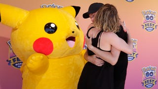 Martina and Shaun after their proposal at Pokémon Go Fest 2024 in Madrid.