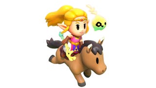 Zelda riding a horse from Zelda: Echoes of Wisdom.